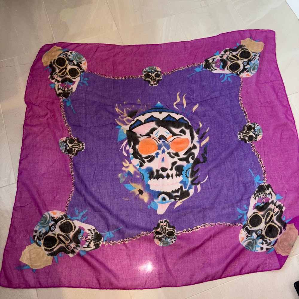 Vibrant Skull Print Scarf